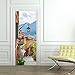 Fymural Door Wallpaper Murals Wall Stickers - Old Town for Home Decoration Self-Adhesive Vinyl Removable Retro Art 3D Door Decals 30.3x78.7