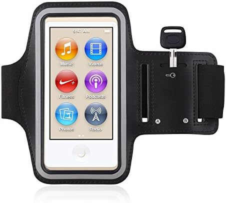 Gadgetz Armband for iPod Nano - 7th Generation / 8th Generation Neoprene Case for Gym, Sports, Running, Jogging, Reflective Black Velcro