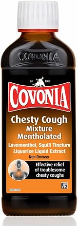 Covonia Chesty Cough Mixture Mentholated 150ml Non-Drowsy Relief view 1