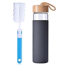 Yomious 20 Oz Borosilicate Glass Water Bottle with