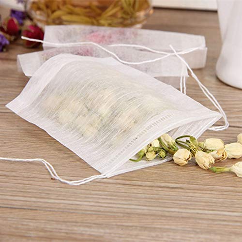 SONGZIMING 400 Pcs Tea Bags Disposable Empty Paper Draw String Tea Bags Loose Leaf Tea, Safe & Natural Material White(3.54 x 2.75 inches)