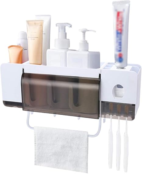 Amazon 洗面台ラック 歯ブラシホルダー タオルホルダー 自動歯磨き粉ディスペンサー 多機能 壁掛け収納 穴あけ不要 安定 耐荷重6kg 携帯電話ホルダー磁気吸着 4つフックと歯磨きコップ付き 日用雑貨 バスルームアクセサリー 3カップ付き 歯ブラシスタンド ホーム Amazon 洗面台ラック 歯ブラシホルダー タオルホルダー 自動歯磨き粉ディスペンサー 多機能 壁掛け収納 穴あけ不要 安定 耐荷重6kg 携帯電話ホルダー磁気吸着 4つフックと歯磨きコップ付き 日用雑貨 バスルームアクセサリー 3カップ付き 歯ブラシスタンド ホーム