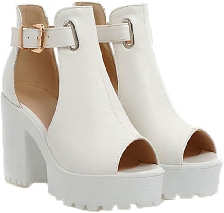 Amazon.com | Women Leather Sandals Summer Breathable Wear Resistant Solid Color Platform High 