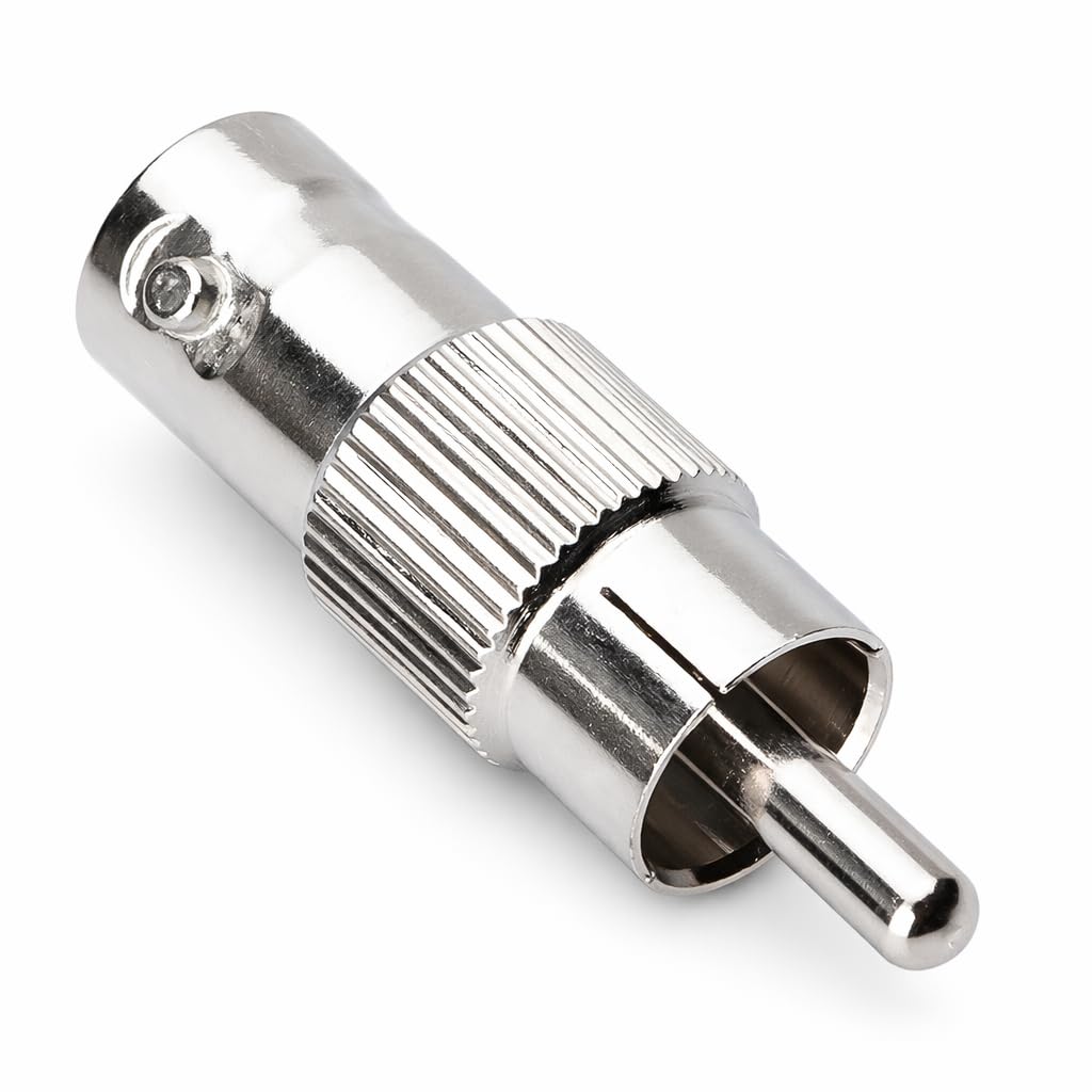 BNC to RCA Adapter, BNC Female socket to Phono Male Plug, CCTV Power Coax Coaxial Cable Coupler Connector Plug Adaptor Compatible with CCTV Security Camera Surveillance System Monitor TV DVRs Cameras