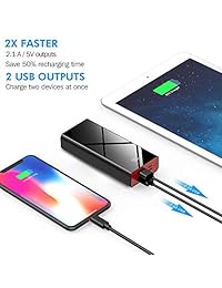 Portable Charger 10000mAh Power Bank, Ultra Compact Backup Battery with LCD Digital Display, High-Speed 2 USB Outputs External Battery Pack for iPhone Xs X 8 7 6 Plus Samsung Galaxy Note 9 S9