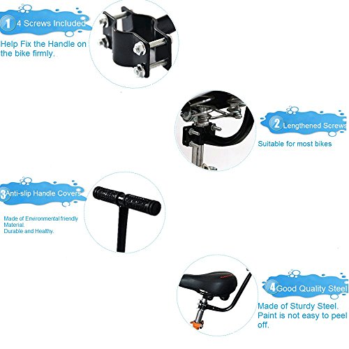 Bicycle Armrest Handrail, YIFAN Bike Child Safety Cycling Rear Saddle Handlebar - Black - Thumbnail 4
