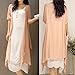 LIANGSM Retro Cotton Linen Long Maxi Two Piece Suit (XXL, Pink)