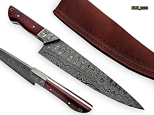 RK-2120 Style Damascus Steel Chef Knife - beutifull Merindi Wood Handle with Demascus Steel bolster (Best Forged In Fire Knife)