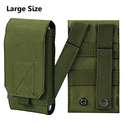 IronSeals Tactical MOLLE Pouch, Universal Mobile Phone Belt Pouch EDC Pouch Belt Loops Waist Bag for iPhone X/8P/8/7P/7/6, Samsung Note8/5, Galaxy S9+/S9/S8+/S8/S7/S6/S10/S10+ - Size L