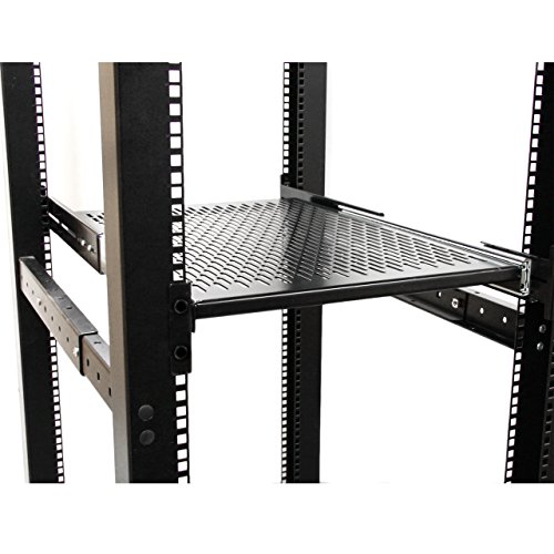 StarTech.com 2U Sliding Server Rack Mount Shelf - Adjustable Mounting Depth - Vented - 50lb - Heavy Duty Universal 19" Rack Shelf for Equipment Rack (UNISLDSHF19) - Thumbnail 3