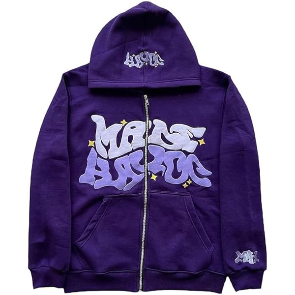 grhaat Y2k Puff Letter Print Zip Up Hoodie Star Sweater Casual