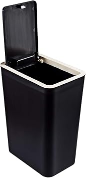 Ivansa Mulleimer Buro Kunststoff Papiekorb Mit Deckel Dekorativer Abfalleimer Fur Wohnzimmer Schlafzimmer Badezimmer 8l 15 22 34cm Schwarz Amazon De Kuche Haushalt