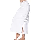MOSCOAL Long Half Slip for Under Dresses Slips Skirt with Lace Waistband 36"