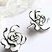 G&G Women Ladies Graceful Ear Stud Black & White Resin Rose Flower Earrings Ear Nail