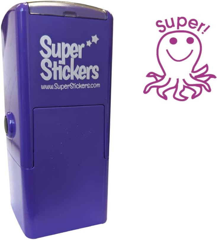SuperStickers 'Super' Octopus Pre Inked Stamper for Marking in Purple Ink