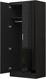 Reflect 2 Piece Wardrobe Bundle | 2 Door Corner & Plain | Black Gloss view 9