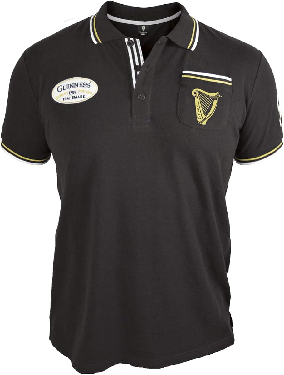 Guinness Pique Black Polo Shirt Clothing