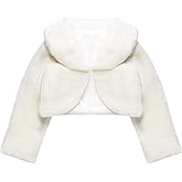 Blulu Girls Faux Fur Bolero Princess Shawl Wraps Girls Shrug Coat Jacket Flower Cape Wedding Party Dress