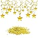 Konsait Gold Hanging Swirl Decorations Star Table Confetti, Gold Foil Whirls Ceiling Garland Decorations for Birthday Party Wedding Baby Shower Table Decor Twinkle Little Star Party Favor Supplies