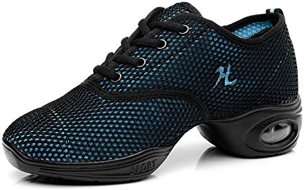 Yuanli Women's Mesh Ballroom Dance Shoes Lightweight Jazz Shoes Blue 8 B(M)