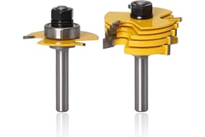 Bestgle 1/4 Inch Shank Slot Cutter Router Bits Adjustable 3 Wing Slotting Cutter Router Bit Set with 6 Different Cutting Leng