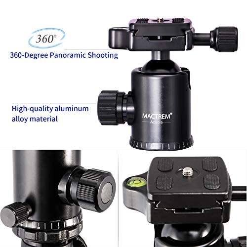 MACTREM Lightweight 66-inch Camera Tripod Detachable Monopod, 360 Degree Ball Head, 1/4 Quick Release Plate with Carrying Tripod Bag for Canon Sony Nikon DSLR Cameras- 33lbs(15kg) Load