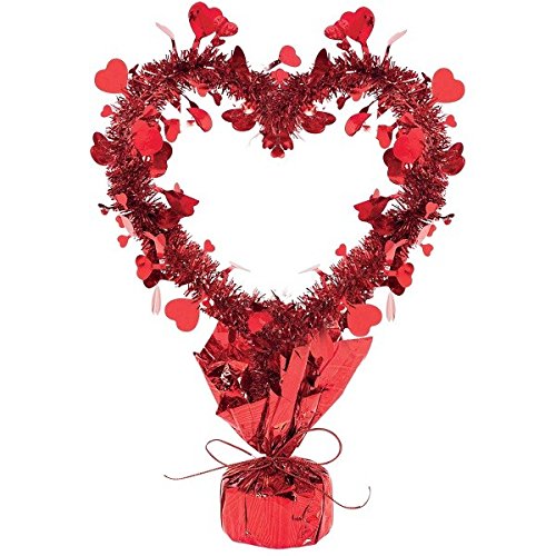 Valentine Red Tinsel Heart Centerpiece | Party Decoration