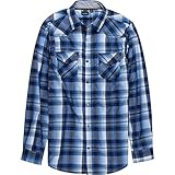 Burnside Blue Plaid Long-Sleeve Woven Shirt - Men's Blue, XL