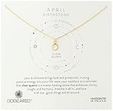 Dogeared April-Clear Crystal Bezeled Birthstone Gold Chain Necklace, 16