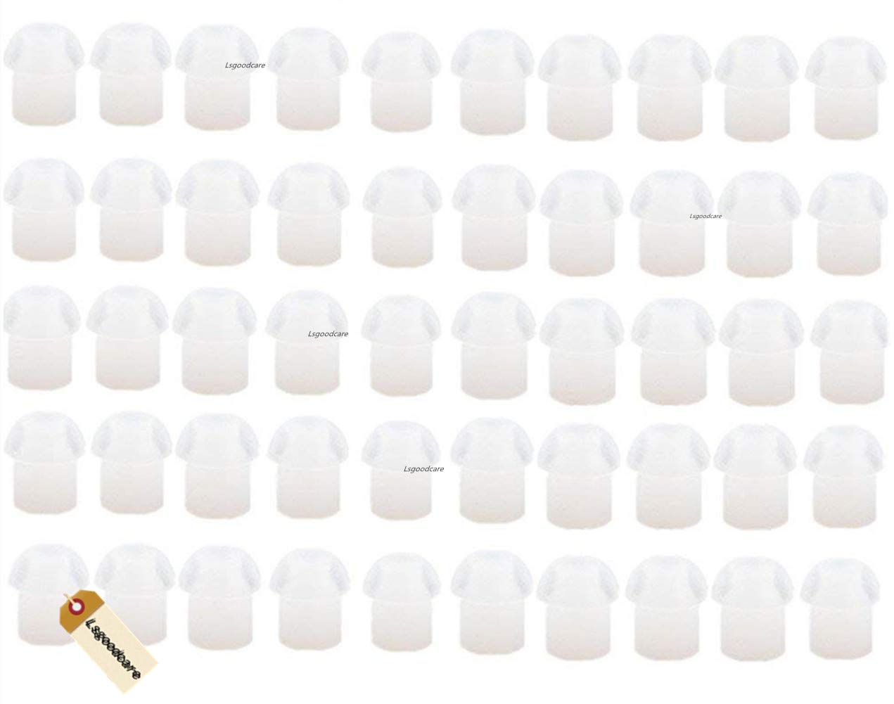 Lsgoodcare 50Pack White Silicone Rubber Mushroom EarTips Earbud for Motorola Kenwood Icom Yaesu Baofeng HYT Midland Cobra Radio Surveillance Acoustic Tube Earpiece Headset