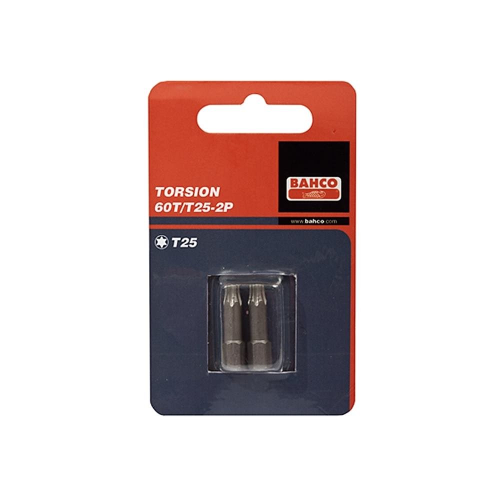 Bahco 60T/T30-2P T30 Torsion Bit for Torx Head Screws, Multi-Colour, 25 mm, Set of 2 Pieces