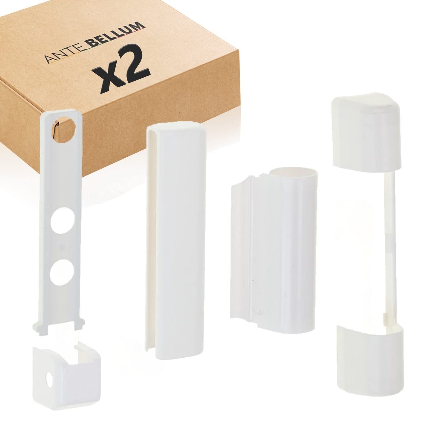 Ante bellum PVC Tape Covers Set - Plastic Caps for PVC Windows and Balcony Doors, Universal for Left or Right Mounting, Uniform Appearance, Easy Installation - White (Pack of 2)