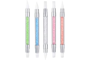 FULINJOY 5pcs Nail Sculpture Pen - Dual Tipped Silicone Nail Tools, Acrylic Pen & Brushes for Resin, Design Tools for Foil Carving & Drawing Effects