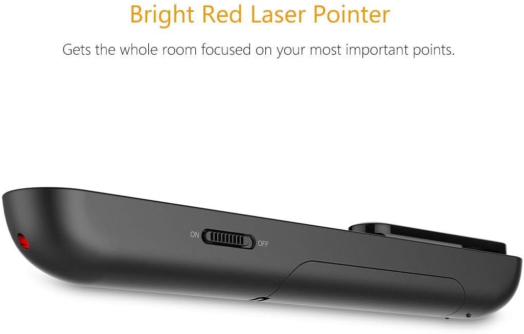 Doosl Wireless USB Presentation Clicker - Red Laser Pointer, 2.4GHz Wireless Presentation Remote for Google Slides, Keynote, PowerPoint, Prezi - Support Hyperlink and Volume Control: Home Audio & Theater