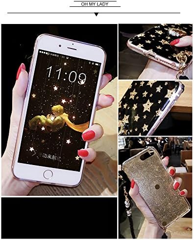 iPhone 7 Plus Kickstand Case, Luxury Bling Glitter Soft TPU Gel Beauty Shiny Flower Cute Candy Protective Cover Case for Girls with Wrist Strap (iPhone 7 Plus, Star) 7 iPhone 7 Plus Kickstand Case, Luxury Bling Glitter Soft TPU Gel Beauty Shiny Flower Cute Candy Protective Cover Case for Girls with Wrist Strap (iPhone 7 Plus, Star)