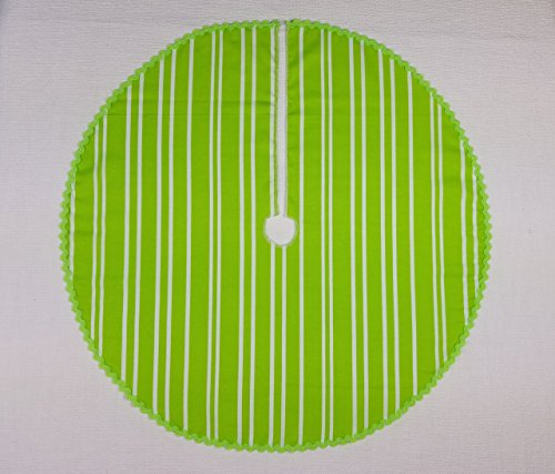 Small 21" Apple Green Stripe Tree Skirt - RicRac Trim, Made in USA