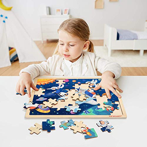 TOP BRIGHT 48 Piece Puzzles for Kids Ages 48 Rocket Wooden Jigsaw