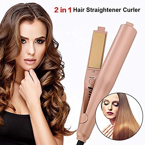 Twist Straightening Iron, Meraif 2 in 1 Ceramic Professional Hair Straightener and Hair Curler Curling Iron Wet & Dry Flat Iron Hair Styler with Dual Voltage for All Hair Types