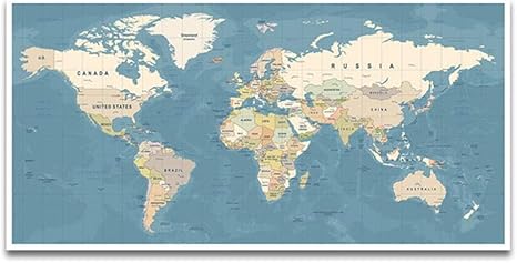 Amazon 世界 地図 壁 アートパネル モダン 北欧 キャンバス 絵画インテリア 青 地図 ポスター 版画 リビング 部屋 勉強 オフィス 家 装飾 大 壁 写真 60x1cm フレームなし 絵画 アートフレーム ポスター オンライン通販