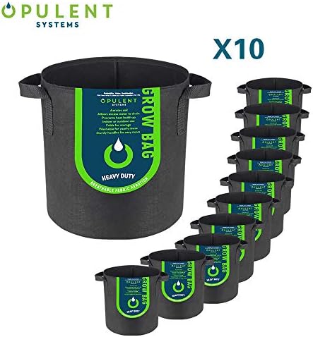 OPULENT SYSTEM 10-Pack 3Gallon Heavy Duty Aeration Fabric Grow Bags Thickened Nonwoven Fabric Containers for Potato/Plant Pots with Handles (Black) (3 Gallon-10pack)