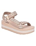 Guess Women's AVIN Wedge Sandal, Rose Gold, 9