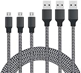 Cell-Tronics iScso55303 Micro USB Cable, Nylon Braided Tangle Free Data Sync Android Charging Power Cord High Speed USB 2.0 for Samsung/HTC/LG - 3 Piece