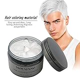 MOFAJANG Unisex Hair Color Dye Wax Styling Cream Mud, Natural Hairstyle Pomade, Temporary Hair Dye Wax for Party, Cosplay & Halloween, 4.23 oz (White)