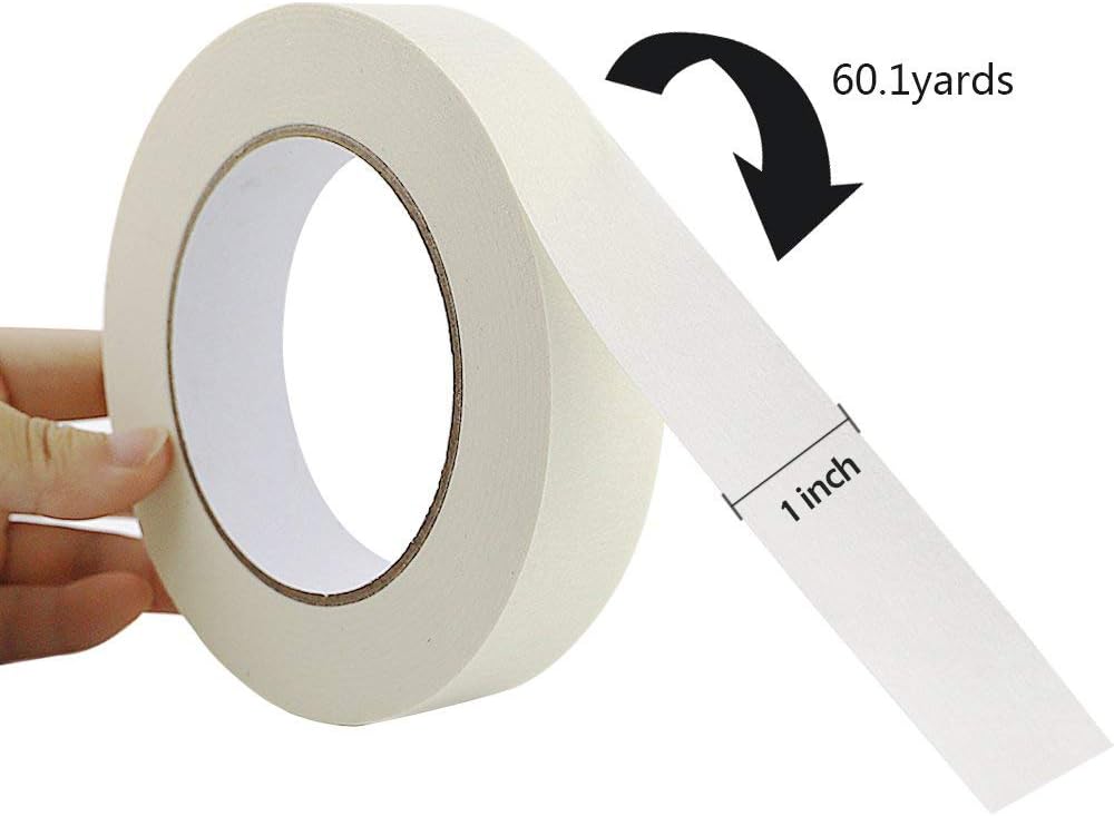 1 Inch White Masking Tape Bulk 12 Packs 60.1 Yards (720 Total Yards) for Multi Purposes, Easy Peel and Tear, for Painting, Home, Office: Office Products