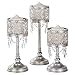 Amalfi Décor Victoria 3-Piece Antique Silver Hurricane Candle Holder Set with Crystals Metal Pillar Wedding Accent Stand