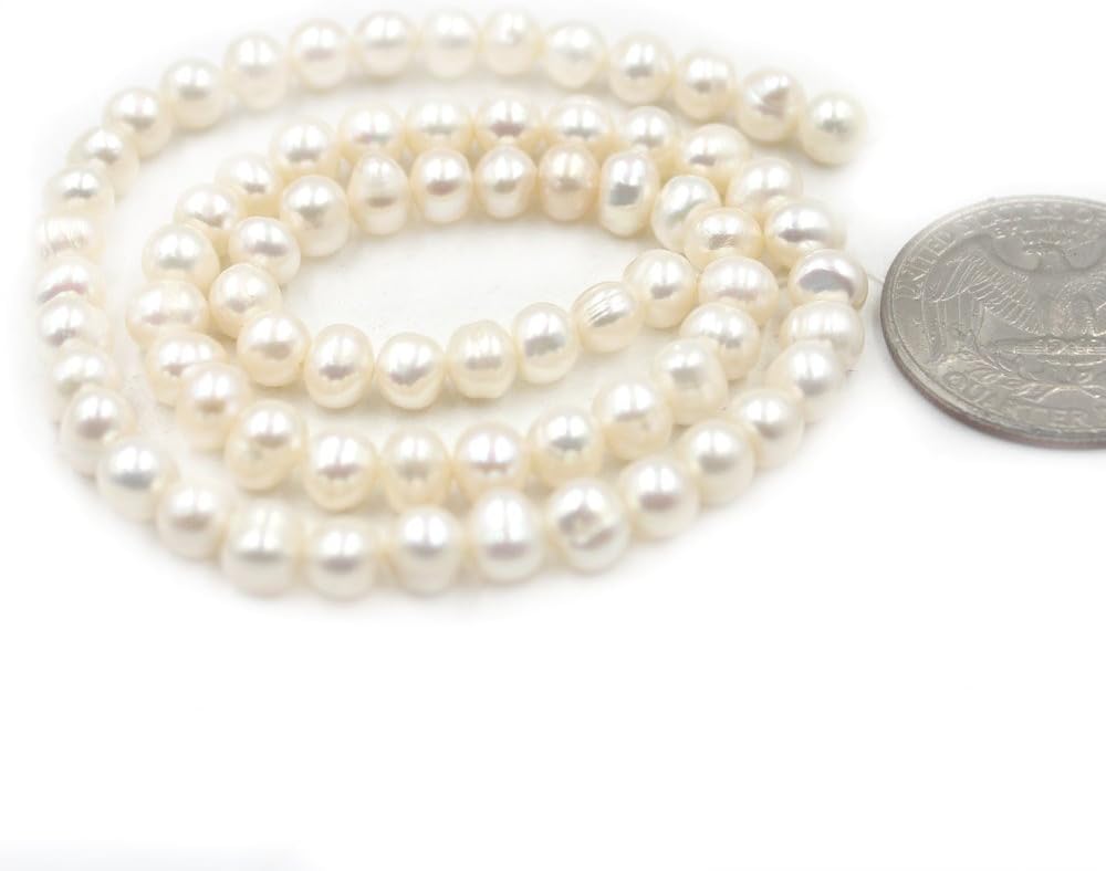 SR BGSJ Jewelry Making Natural 4mm 5mm 6mm 7mm 8mm 9mm 10mm 11mm Nearly Round Cultured White Freshwater Pearl Spacer Loose Beads Strand 15"