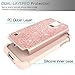 LeYi S4 Case with Tempered Glass Screen Protector [2 Pack] for Girls Women, Glitter Bling [PC Silicone ] Hybrid Heavy Duty Protective Phone Case for S4 TP Rose Gold