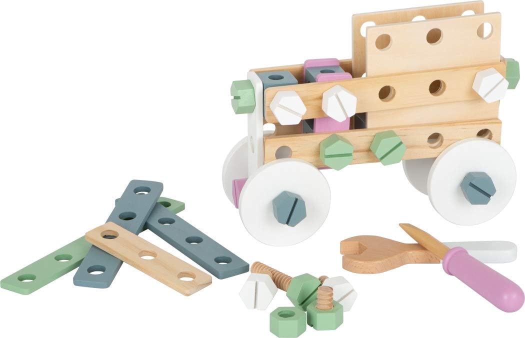 Small Foot 11875 Wooden Construction Set Nordic, creative building set w/tools and accessories, for kids aged 3+ years
