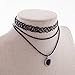 Jane Stone Fashion Stretch Choker Necklace Multi-Layered Leather Cord with Pendant for Women Girls