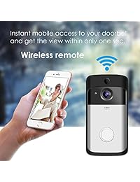 Timbre de video, GEREE WiFi Timbre inalámbrico inteligente Cámara de seguridad HD 720P HD Video en tiempo real y conversación bidireccional, visión nocturna, control de la aplicación de detección de movimiento PIR para iOS y Android
